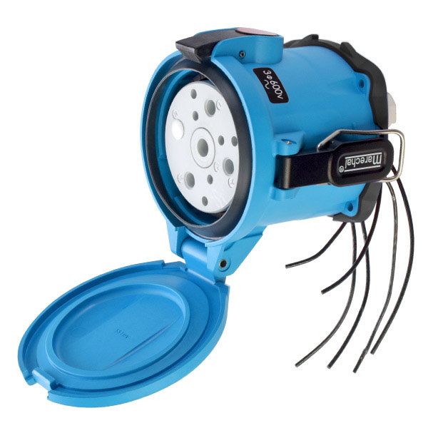 63-94143-976 - DSN150 RECEPTACLE POLY BLUE SIZE 5 TYPE 4X IP 69 3P+G 150A 600 VAC 60 Hz +6 AUX